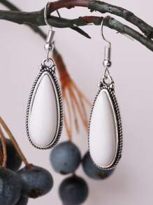 水滴形耳墜 - 白色 - 查看 4