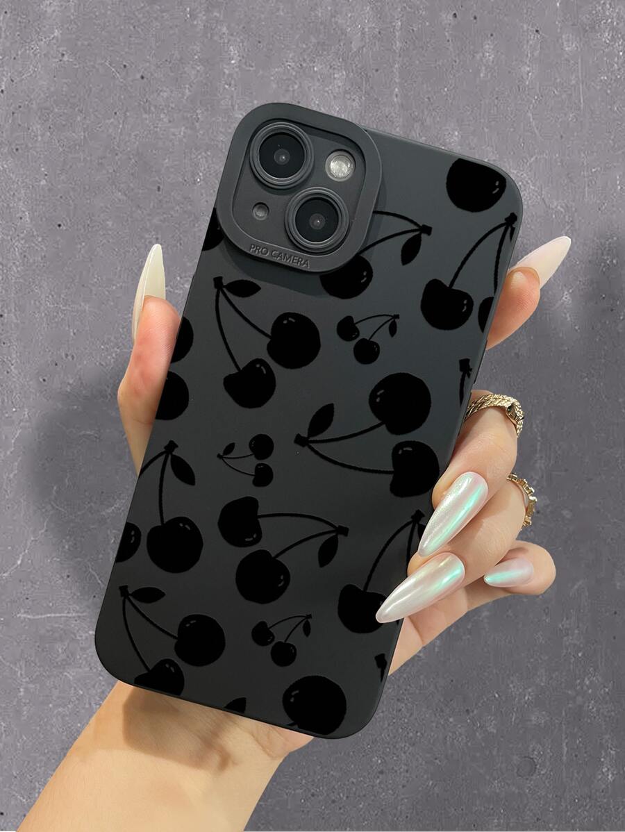 Ốp điện thoại họa tiết quả anh đào của Apple, tương thích với iPhone 15/15Pro/15Plus/15Promax, phiên bản quốc tế, không phải phiên bản nội địa. - màu đen - Xem 1