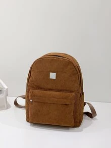 Metal Detail  Functional Backpack - Brown - View 1