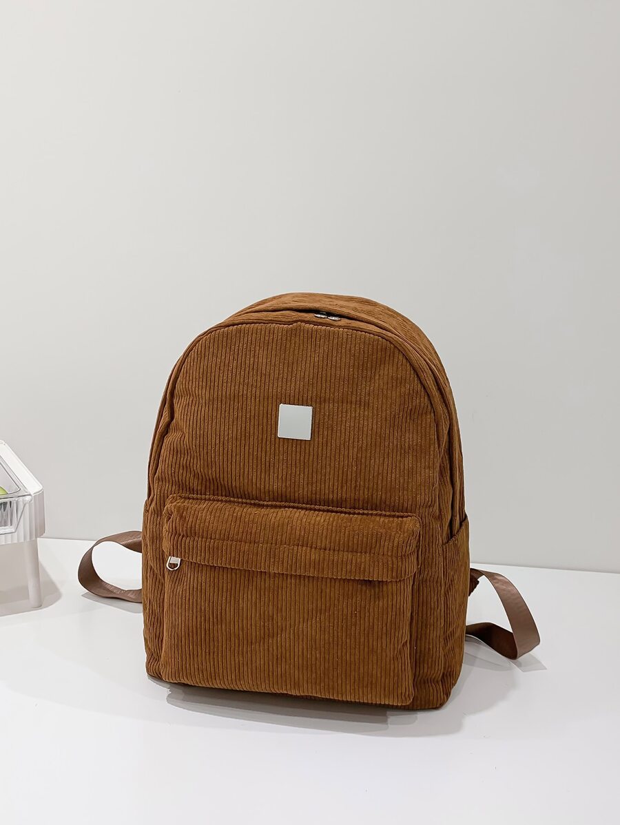 Metal Detail  Functional Backpack - Brown - View 1