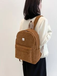 Metal Detail  Functional Backpack - Brown - View 7