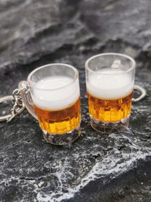 2 件新款仿真啤酒杯钥匙扣，男女情侣钥匙链包包挂件汽车饰品包包饰品学院风可爱哥特风 Y2K