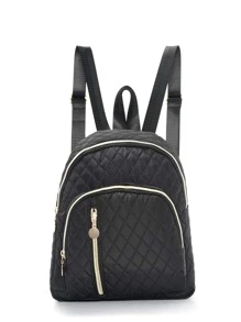 1 Piece, Simple And Stylish, Solid Color Quilted Multi-Pocket Zipper Backpack, Lightweight Large-Capacity School Bag, Backpack With Adjustable Shoulder Strap, Portable School Bag For Middle And High School Students, Suitable For Business Trips, Business, Outdoor Travel, Daily Commuting, Campus, Holiday Gifts