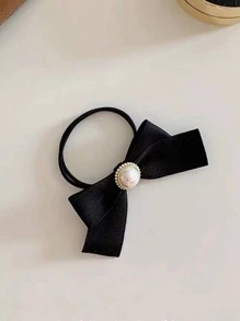 Bow Decor Hair Tie - Black - View 3