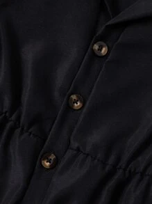 嬰兒前紐扣西裝領襯衫連體短褲 - 黑色 - 查看 4