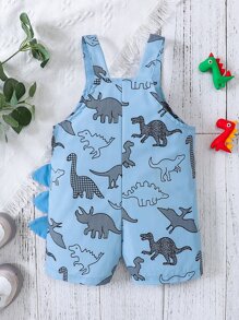 SHEIN Bé trai sơ sinh In Khủng long 3D Patched Romper tổng thể - Màu xanh lam - Xem 2