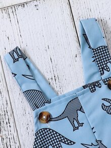 SHEIN Bé trai sơ sinh In Khủng long 3D Patched Romper tổng thể - Màu xanh lam - Xem 3