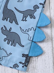 SHEIN Bé trai sơ sinh In Khủng long 3D Patched Romper tổng thể - Màu xanh lam - Xem 5