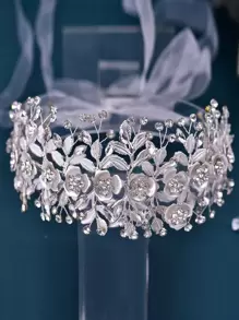 Cinturón nupcial elegante con decoración de diamantes de imitación - Plateado - Ver 5