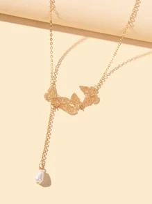 Vòng cổ trang trí bướm Y Lariat - Vàng - Xem 2