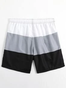 Manfinity Hombres Shorts de natación de color combinado de cintura con cordón - Multicolor - Ver 2