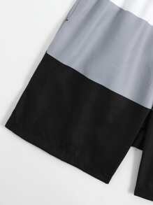 Manfinity Hombres Shorts de natación de color combinado de cintura con cordón - Multicolor - Ver 3