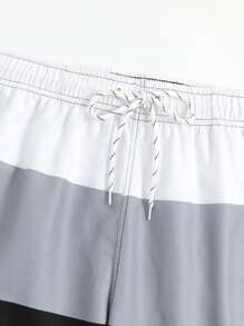 Manfinity Hombres Shorts de natación de color combinado de cintura con cordón - Multicolor - Ver 4