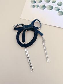 Rhinestone Nơ trang trí tóc Tie - Bạc - Xem 2