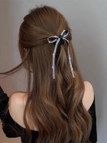 Rhinestone Nơ trang trí tóc Tie - Bạc - Xem 4