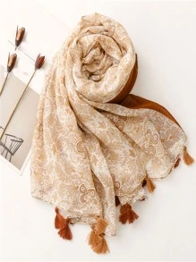 Pañuelo con patrón floral con diseño de fleco - Multicolor - Ver 3