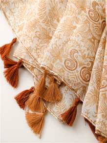 Pañuelo con patrón floral con diseño de fleco - Multicolor - Ver 5