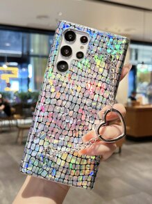 鐳射鱗片圖案手機殼帶鏈子手繩 - 彩色 - 查看 4
