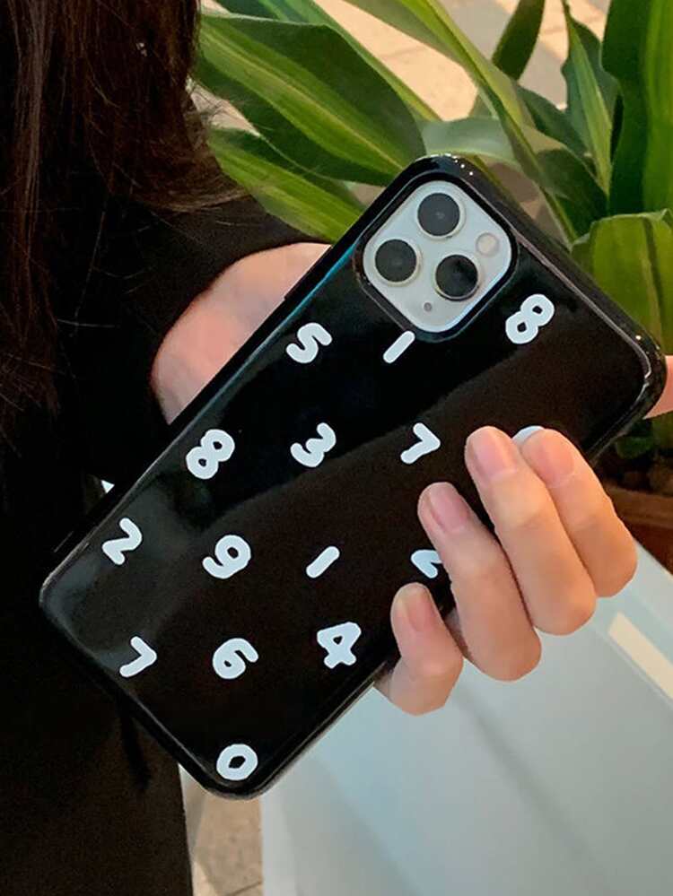 Numeric Glossy Black Jelly Tpu Phone Case