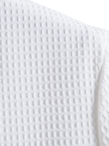 Manfinity Homme Men Solid Pocket Patched Shirt Without Tee, Slim Fit Short Sleeve Button Up Plain White Shirt - White - View 5