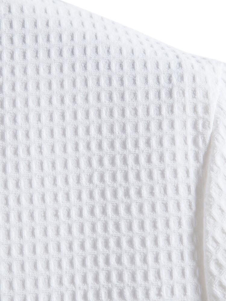 Men Solid Pocket Patched Shirt Without Tee, Slim Fit Short Sleeve Button Up Plain White Shirt