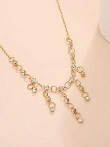 Collar de cadena con diseño de diamante de imitación - Amarillo Oro - Ver 4