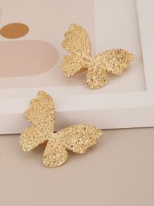 2 piezas de accesorios para el cabello de la marca Nicho, tipo mariposa metálica fría con superficie cóncava-convexa y tamaño mediano para todo uso, estilo europeo y americano con resorte - Dorado - Ver 4