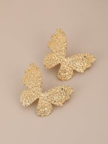 2 piezas de accesorios para el cabello de la marca Nicho, tipo mariposa metálica fría con superficie cóncava-convexa y tamaño mediano para todo uso, estilo europeo y americano con resorte - Dorado - Ver 5