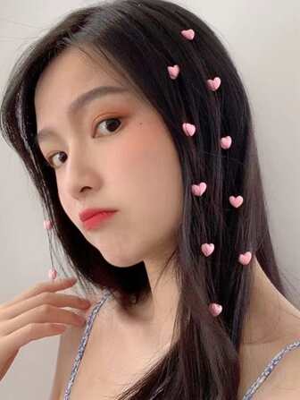 2pcs Heart Decor Hair Clip