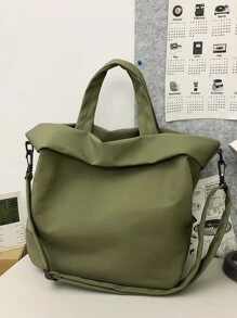 超大簡約購物包書包，適合畢業生、青少年女孩、新生、大二、大三、大學、大學和高中，非常適合戶外、旅行和返校 - 綠色 - 查看 2