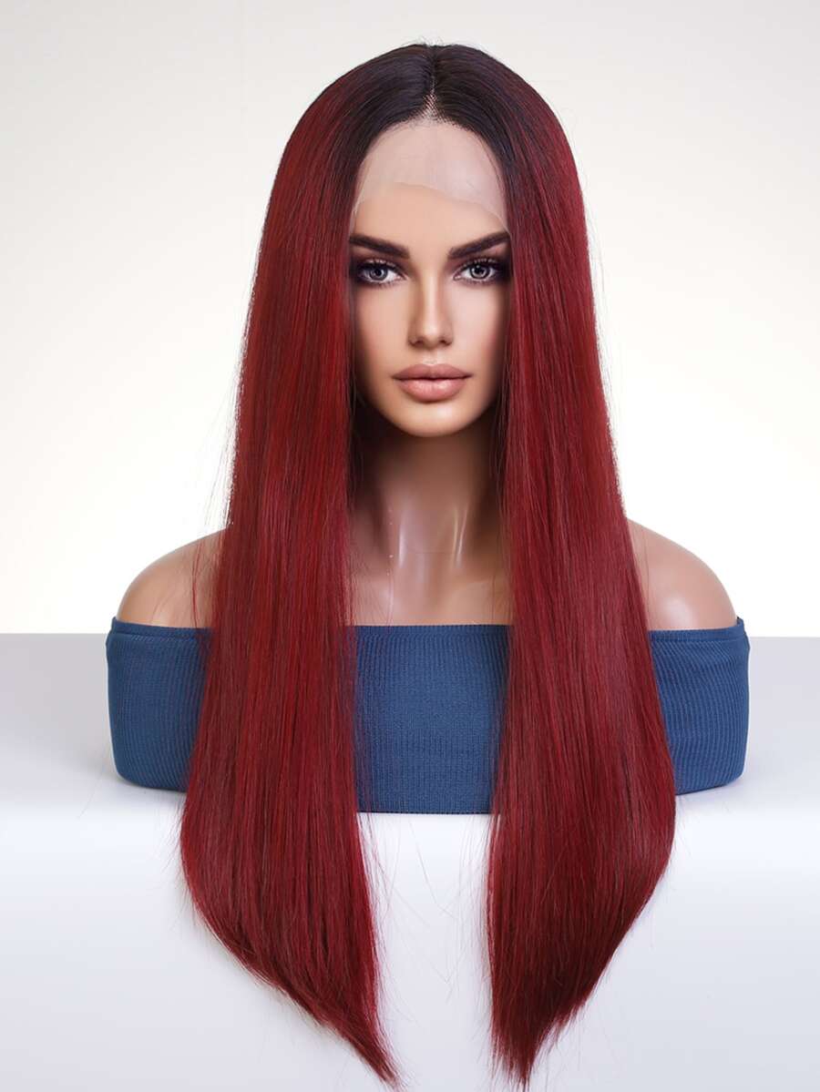 13*6*1 T-Part Lace Long Straight Synthetic Wig - Multicolor - View 1