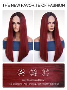 13*6*1 T-Part Lace Long Straight Synthetic Wig - Multicolor - View 5