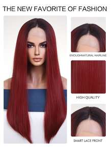 13*6*1 T-Part Lace Long Straight Synthetic Wig - Multicolor - View 6