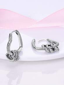 Pendientes largos con corazón - Plateado - Ver 2