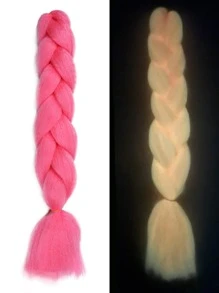 玫瑰紅色編織頭髮大號盒子辮髮延伸，在黑暗中發光編織頭髮不打結發光大號辮髮(1件24英寸) - 玫紅色 - 查看 2