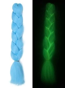Blue Braiding Hair Jumbo Box Braids Hair Extensions Glow In The Dark Hair Knotless Braiding Hair Luminous Jumbo Braiding Hair Glow In The Dark Hair Extensions(1 Pc 24inch) - Blue - View 2