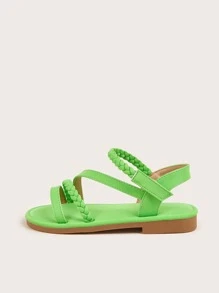 Girls Braid Detail Ankle Strap Sandals - Green - View 3