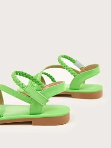 Girls Braid Detail Ankle Strap Sandals - Green - View 4