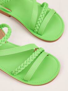 Girls Braid Detail Ankle Strap Sandals - Green - View 5