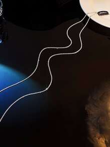 1入裝鑽石鏈隱形裝飾髮夾 - 銀色 - 查看 3