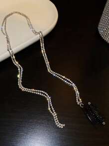 1入裝鑽石鏈隱形裝飾髮夾 - 銀色 - 查看 4