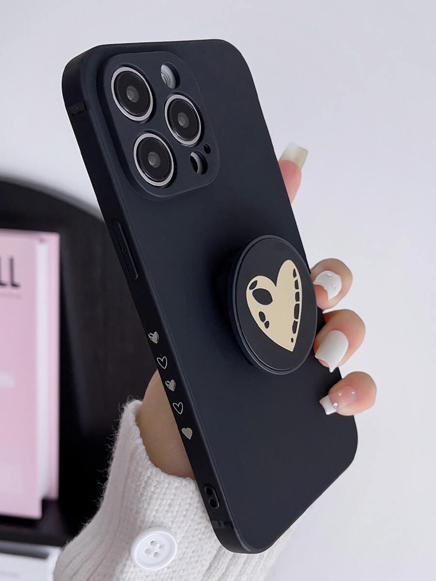 Ốp lưng điện thoại chắc chắn với giá đỡ hình trái tim có thể bật ra, tương thích với iPhone 15/15Plus/15Pro/15Promax, phiên bản quốc tế, không phải phiên bản nội địa. - Nhiều màu - Xem 1