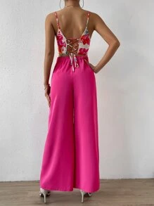 SHEIN Holidaya Bộ đồ hai mảnh nữ Ren lên Tách cao Hoa Boho - Nhiều màu - Xem 3