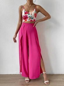 SHEIN Holidaya Bộ đồ hai mảnh nữ Ren lên Tách cao Hoa Boho - Nhiều màu - Xem 5