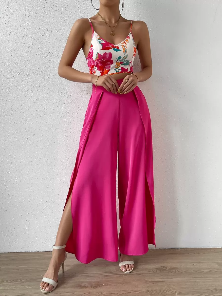 SHEIN Holidaya Bộ đồ hai mảnh nữ Ren lên Tách cao Hoa Boho - Nhiều màu - Xem 1