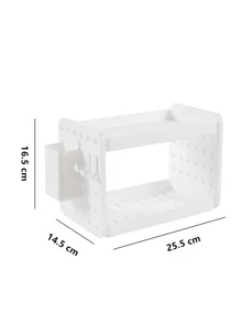 Double-layer Cosmetic Storage Rack, 1pc Multi-Use Makeup Organizer, Perfume Storage Box,Eyeshadow Palette Display Stand, Nail Polish Storage Container, Desk Organizer For Bedroom Dresser Or Vanity Countertop - White - View 3
