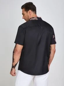 Manfinity RSRT Men Plus Leaf Print Shirt - Black - View 2