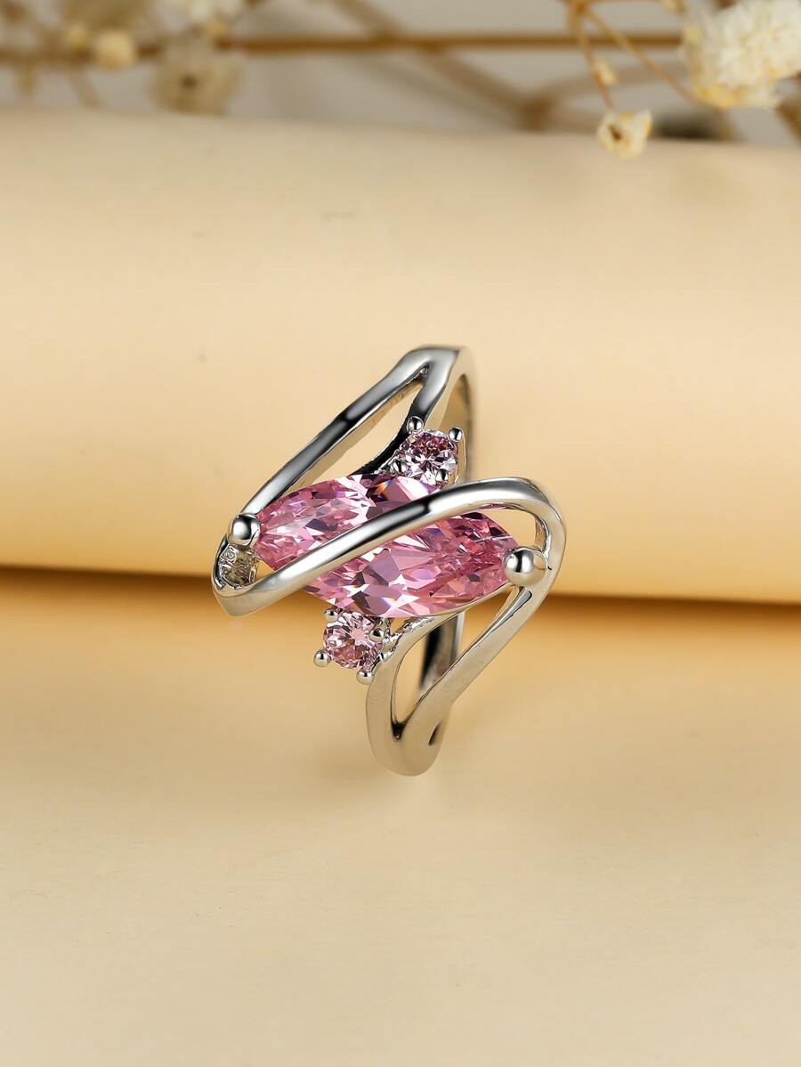 Cubic Zirconia Decor Ring - Multicolor - View 1