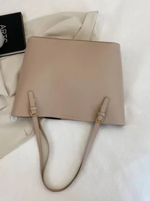 Bolso tote de hombro de dos tonos - Beis - Ver 3