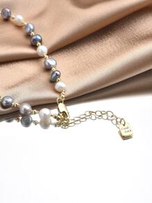 1 件 18K 镀金天然珍珠项链，适合女性、母亲节、情人节、婚礼、周年纪念、生日礼物 - 彩色 - 查看 3